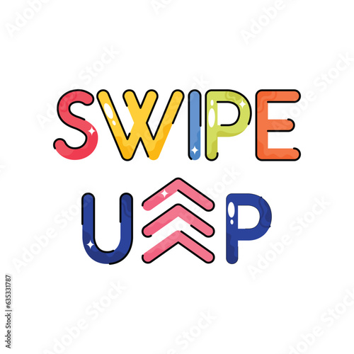 Swip up doodle vector outline Sticker. EPS 10 file
