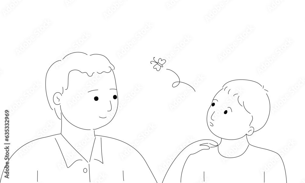 Father talking with ADHD son, he having a short attention span and