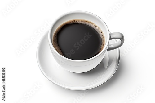 Black Coffee in white ceramic cup isolated on a white