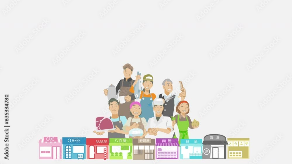 商店街で働く人々の動画 商店街で働く人々の動画