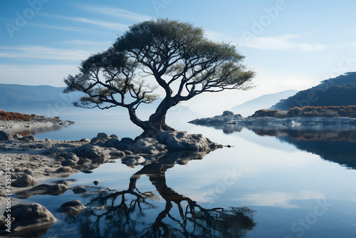 tree on the shore of lake
