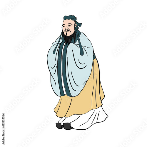Confucius, philosopher, cartoon, China, teacher, education, illustration, ancient, tradition, sage,
