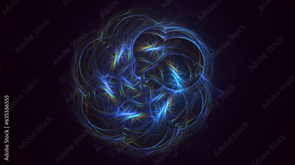 3D rendering abstract fractal electromagnetic background