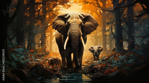 Wild Wonder: Exploring the Majestic World of Elephants in Nature's Kingdom, generative AI