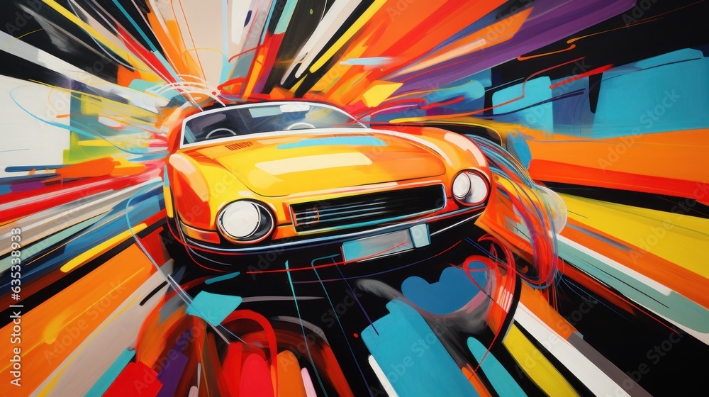 Electrifying Perspectives: Abstract art portraying dynamic electric vehicle perspectives through vibrant lines and angles, capturing the excitement of clean transportation | generative AI
