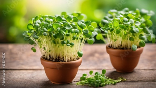 Microgreens sprouts - healthy and fresh food  Generated with AI