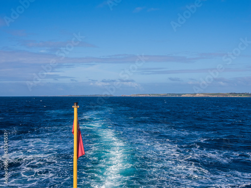 View Leaving the Isle of Scilly, Cornwall, England, UK. photo