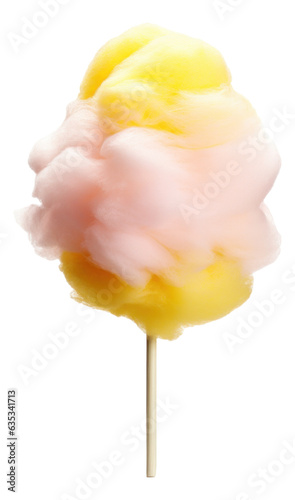 Sweet yellow and pink cotton candy isolated.