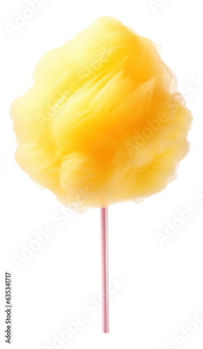 Sweet yellow cotton candy isolated.