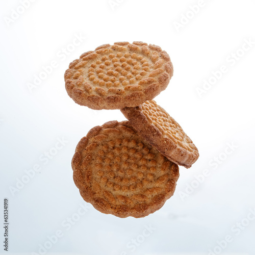 round cookies on a white background