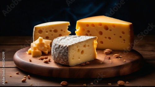 Various types of cheese. Generated with AI