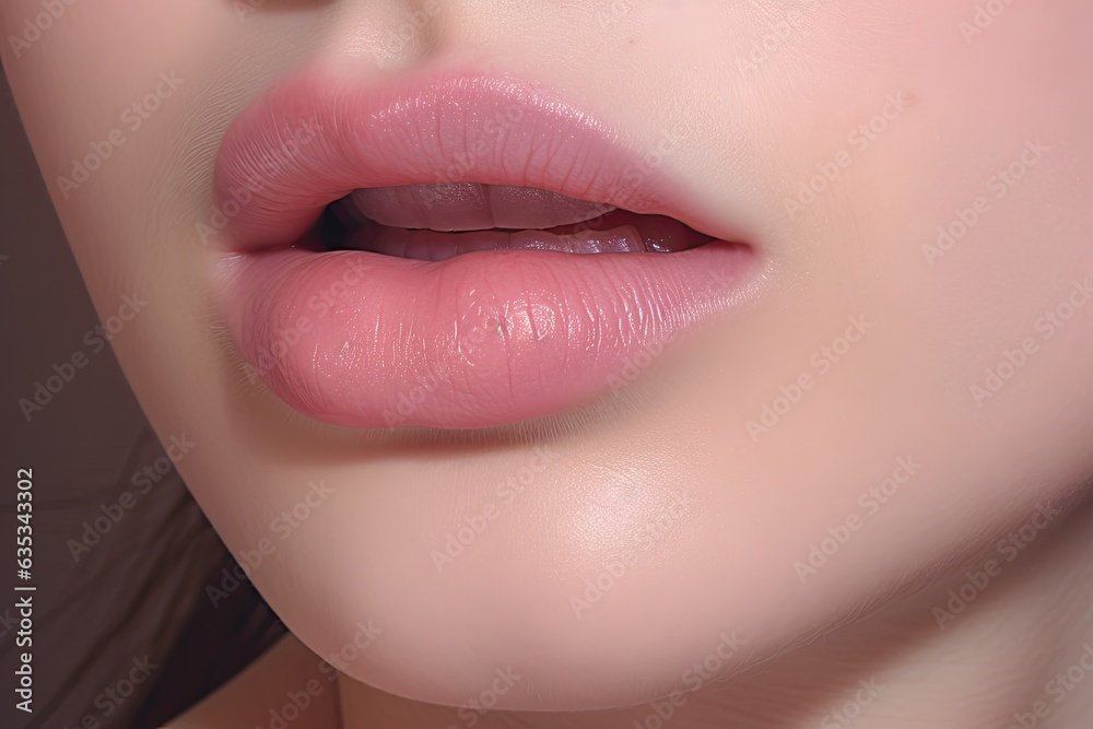 Close up of female lip. Closeup Exploration of Beauty and Lipstick Artistry Close up of female lip. Closeup Exploration of Beauty and Lipstick Artistry