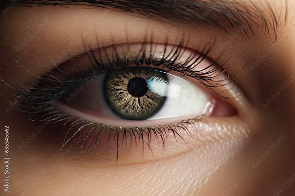 Close-up eye. Detailed Exploration of Eyes Health Makeup and Elegance