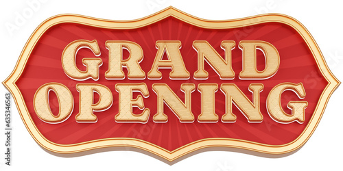 Golden 3d carnival style typography. Grand Opening. 3D render. 3D illustration.