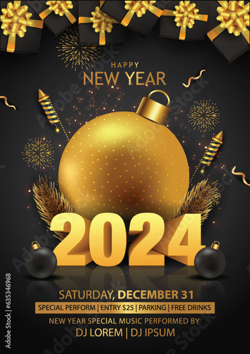 2024 Happy New Year Background for your Flyers and Greetings Card or new year themed party invitations photo