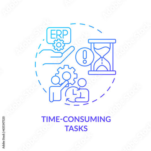 Gradient time consuming tasks icon concept, isolated vector, enterprise resource planning thin line illustration.