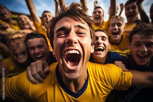 Soccer Team Celebrating A Goal During A Match, Generative AI