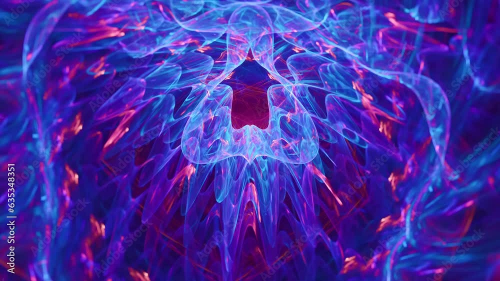 Sound waves visualized, vibrant colorful vibrational cymatics background beats in motion, spiritual visual awakening, intricate flowing geometric patterns, seamless looped.