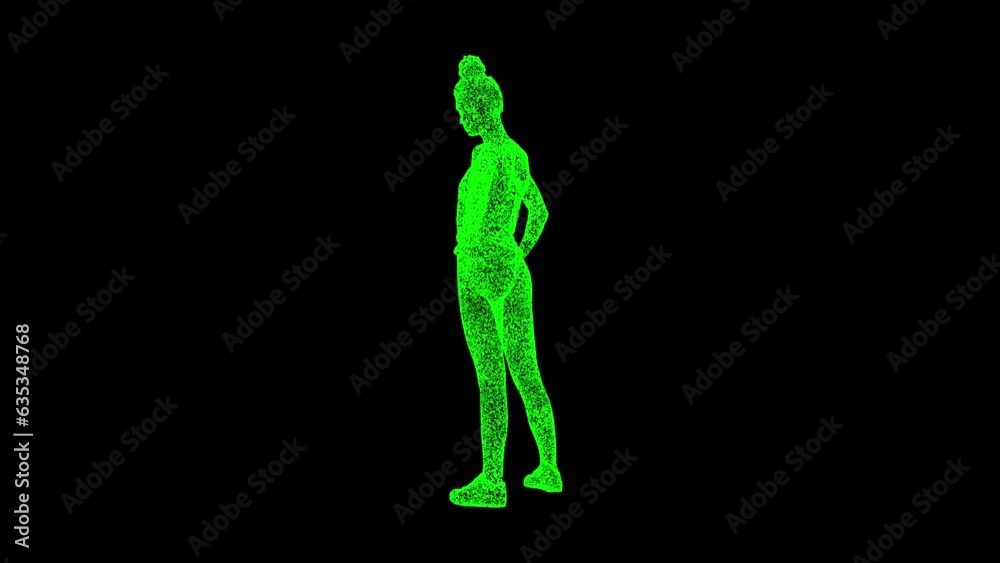 3D Woman in summer clothes rotates on black bg. Relax concept. Summer sea holiday. Business advertising backdrop. For title, text, presentation. 3d animation 60 FPS 3D Woman in summer clothes rotates on black bg. Relax concept. Summer sea holiday. Business advertising backdrop. For title, text, presentation. 3d animation 60 FPS