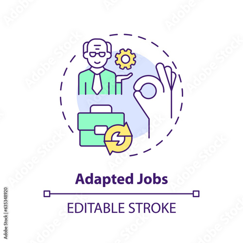 2D editable adapted jobs thin line icon concept, isolated vector, multicolor illustration representing unretirement. photo