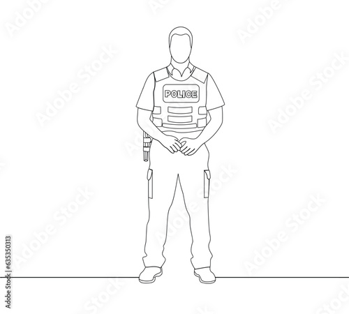 Man lines policeman critical infrastructure man in uniform vector illustration