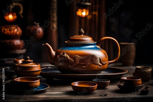 Teapot and cups, Generated using AI
