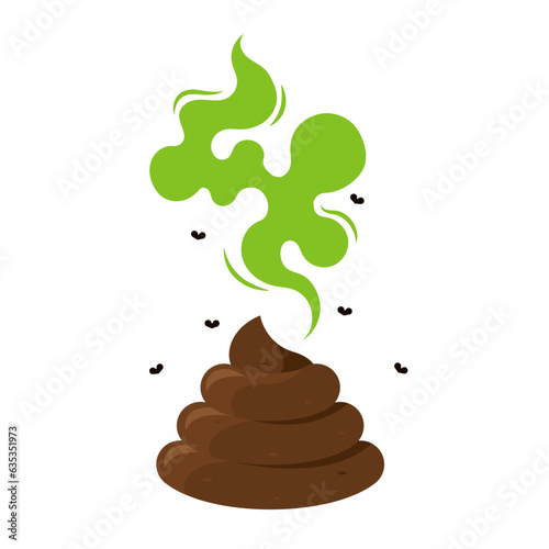 stinky poop flat vector illustration logo icon clipart