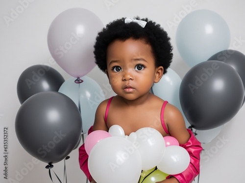 Cute baby captivates the viewer with its innocent charm. photo