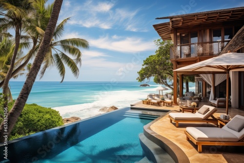 Luxurious Beach Resort Villa  Generative AI