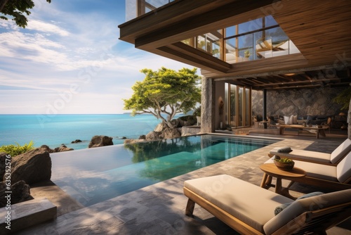 Luxurious Beach Resort Villa, Generative AI © Shooting Star Std