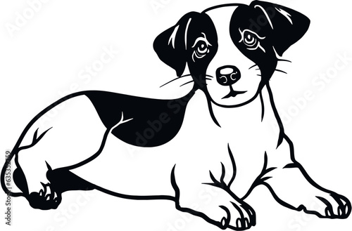 Jack Russell Terrier dog - Lying dog vector stock isolated illustration on white background.