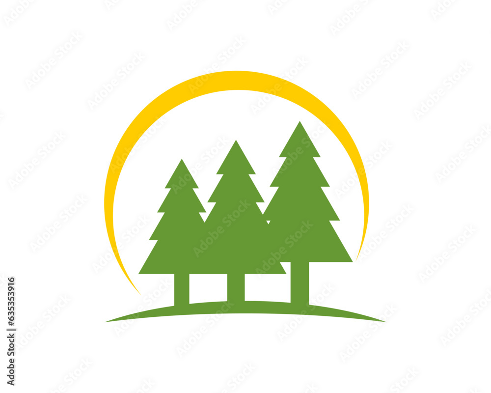 Simple pines tree with growing up vector illustration