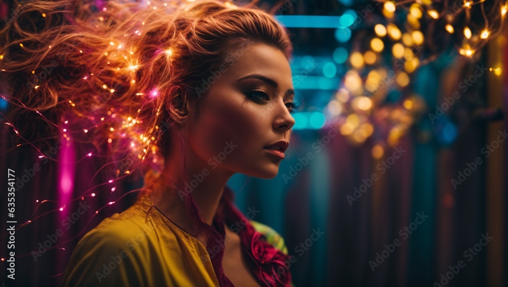 A woman with flowing hair in the wind A woman with flowing hair in the wind