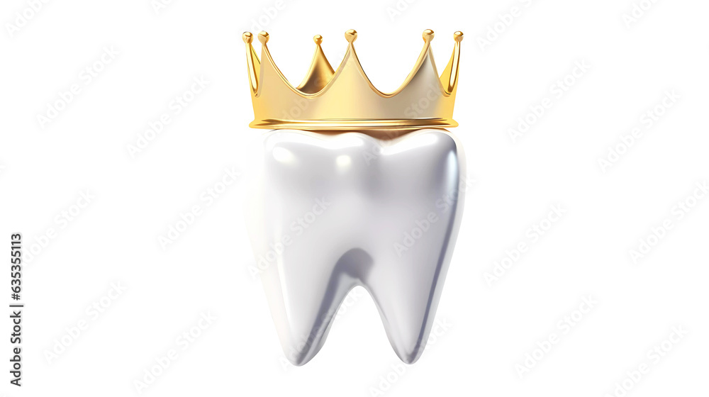 White teeth with golden crown on transparent background. Generative ai design concept. White teeth with golden crown on transparent background. Generative ai design concept.