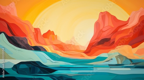 Mindscapes: Abstract landscapes reflecting the emotional terrain of mental health, using colors and shapes to convey different states of mind. | generative AI