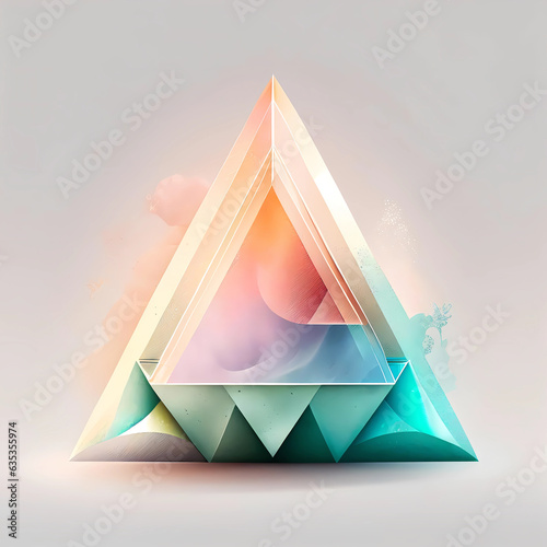 Geometric pastel color pyramid form logo. Generative ai design.