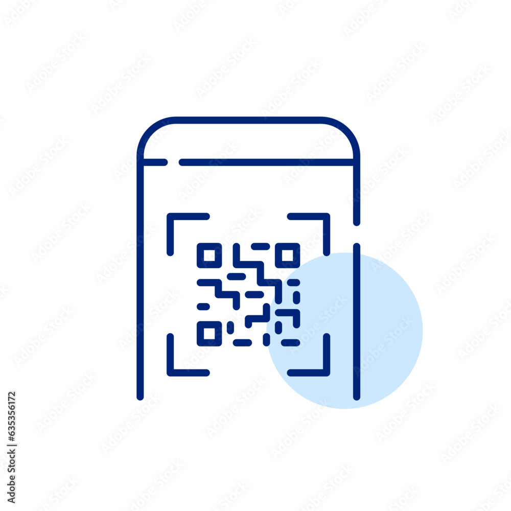 Scanning qr-code with smartphone app. Information links or payment. Pixel perfect, editable stroke icons set Scanning qr-code with smartphone app. Information links or payment. Pixel perfect, editable stroke icons set