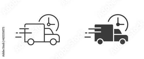 Fast delivery truck icon. Fast delivery truck icon,
Express delivery symbol, Quick shipping truck logo,
Speedy delivery van, Swift transportation icon, Expedited delivery truck graphic.