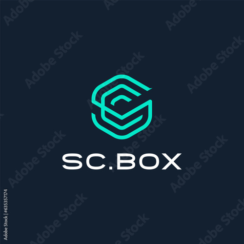 SC or CS letter logo design, Logotype box icon vector