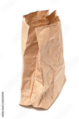 old paper bag isolated on white background