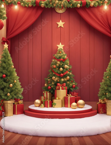 Design a Christmas-themed background featuring a podium