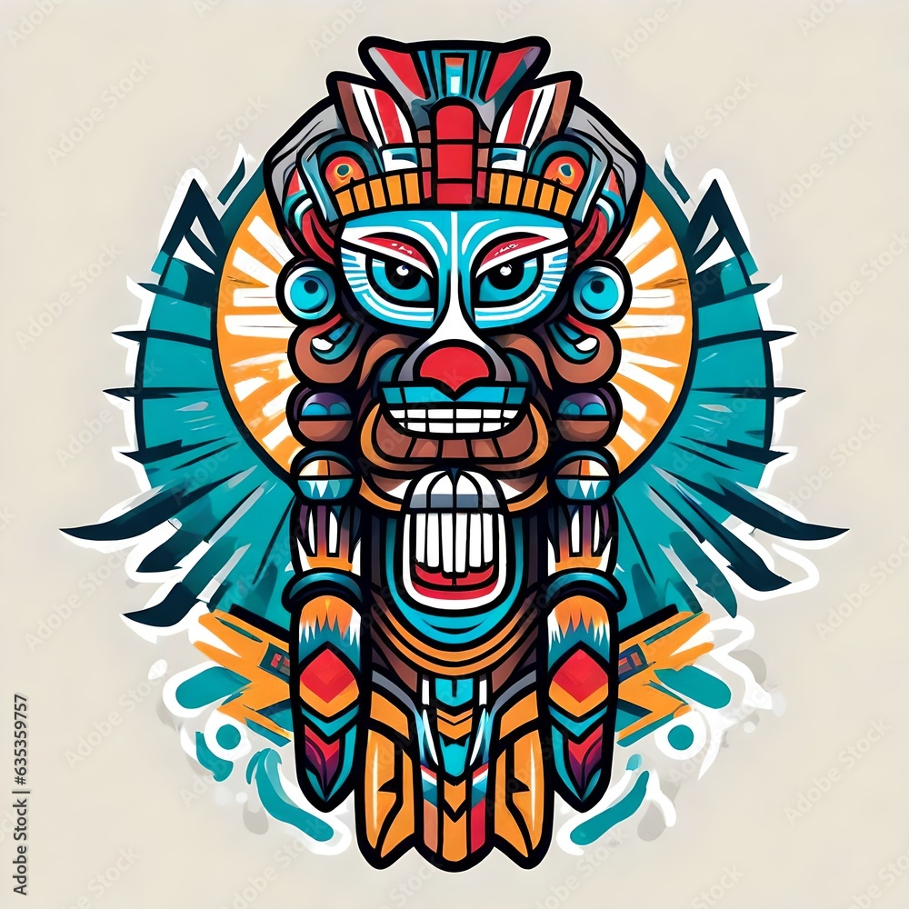 A logo for a business or sports team featuring native art of a totem pole that is suitable for a t-shirt graphic. A logo for a business or sports team featuring native art of a totem pole that is suitable for a t-shirt graphic.