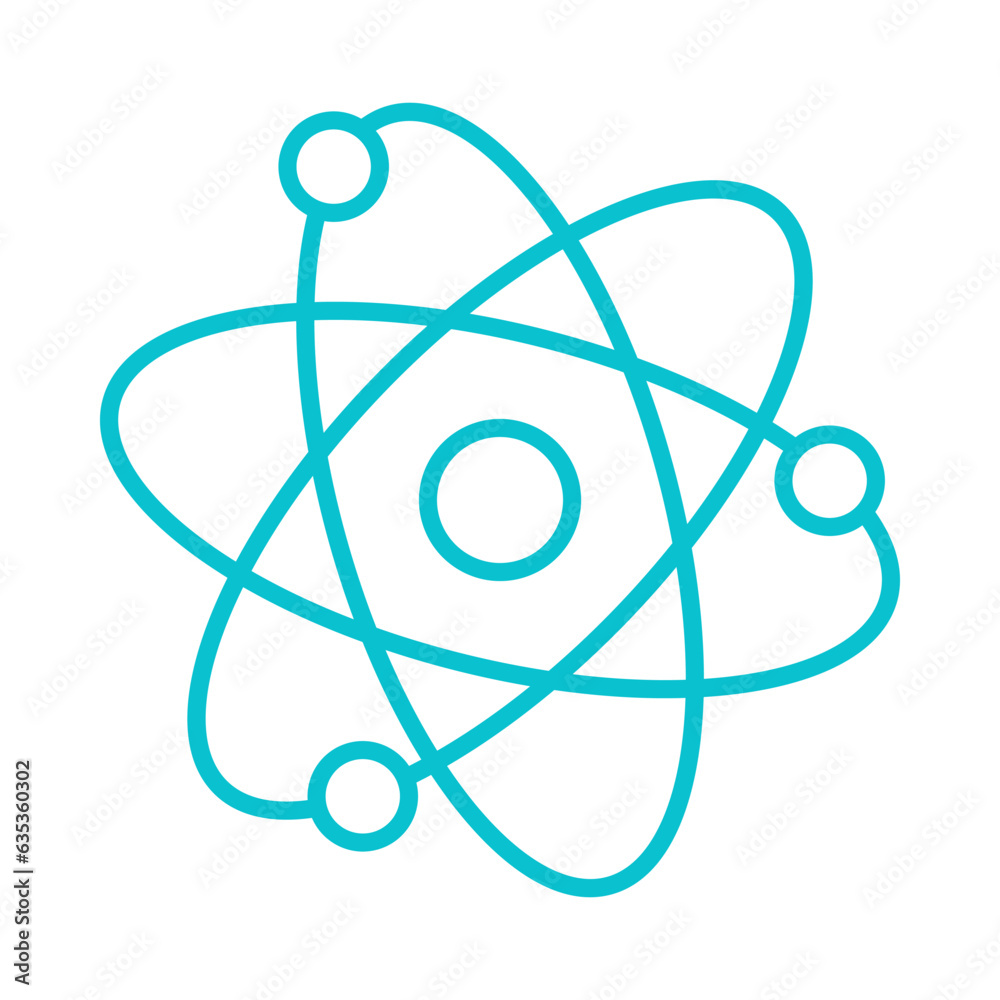 Blue atom icon in naive style. Blue atom icon in naive style.
