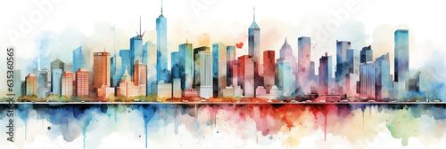 Wolkenkratzer Skyline, Aquarelle