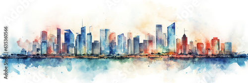 Wolkenkratzer Skyline, Aquarelle