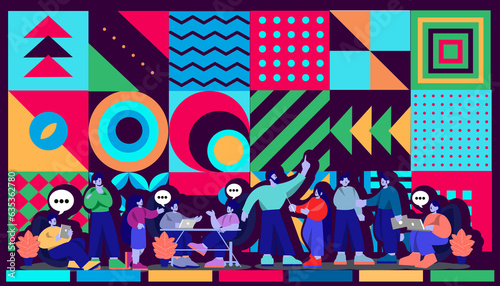 LGBTQ or a group of people of different genders. flat idea and concept think creativity modern  design  vector.