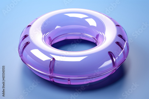 A flying inflatable ring, embracing a minimal trend, featuring the Color of the Year 2022, Very Peri. Generative Ai.