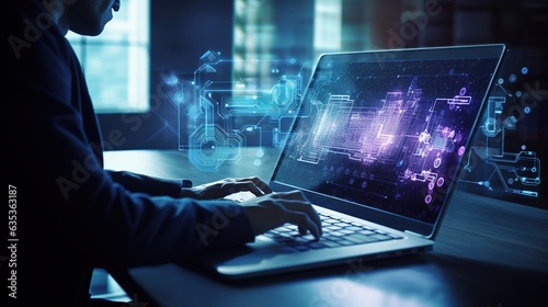 Ai the concept of artificial intelligence use analytics automation and an autonomous brain big data Generative AI