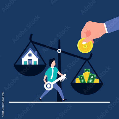 Home loan concept, property buying and selling valuation, real estate agency, financial consulting