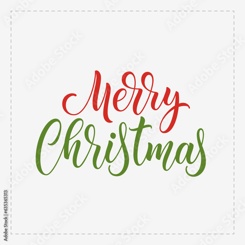 Merry Christmas text. Vector handwritten holiday calligraphy design. Christmas hand lettering